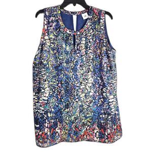 CAbi Stained Glass Multicolor Keyhole Tank Blouse Large 3093